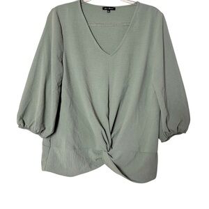 Love Maven Draped Blouse in Olive Green Color Size XL